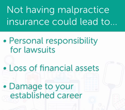 Not having malpractice insurance leads to risk of personal damage to assets, career, finances